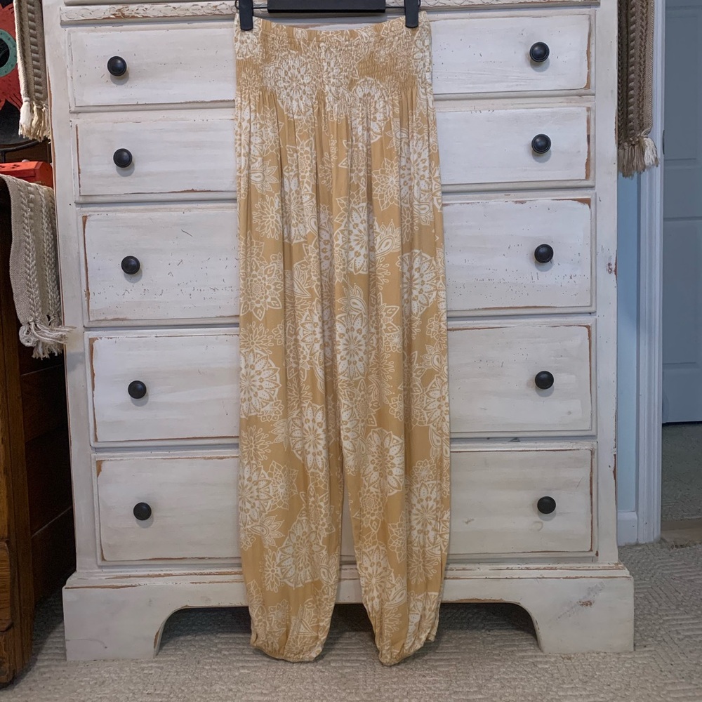 Floral Patterned Tan Joggers